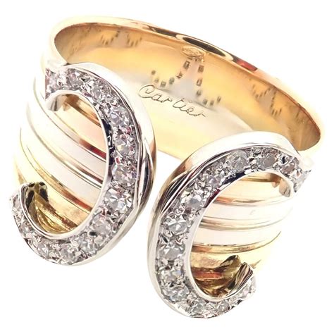 cartier double c ring|cartier ring with diamond band.